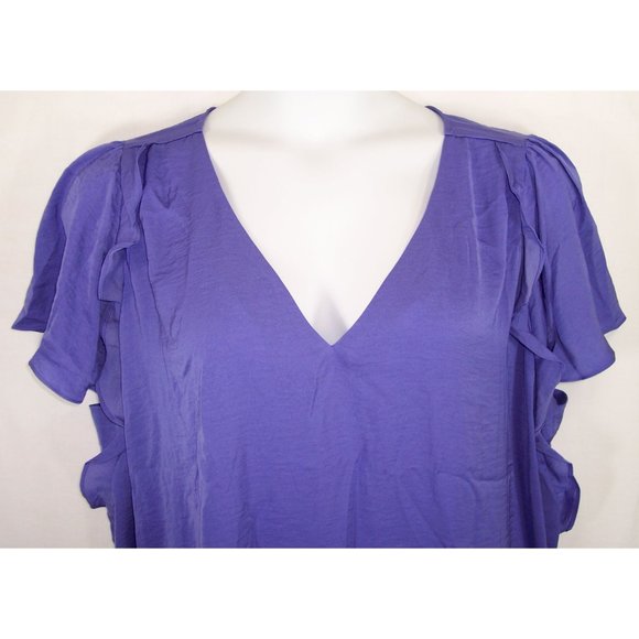 New MICHAEL Michael Kors 3X Flutter Sleeve Ruffle Top Pale Purple NWT - Picture 4 of 13